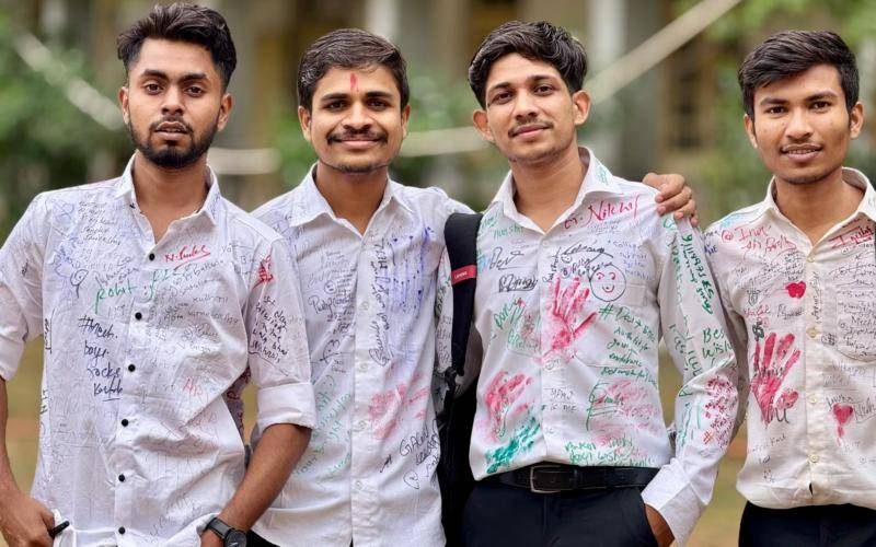 Group of college students standing together